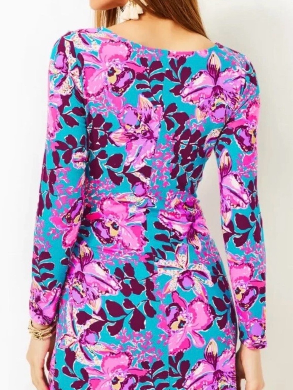 Lilly Pulitzer Bryson Dress Blue Rhapsody Orchid You Not - Picture 3 of 8